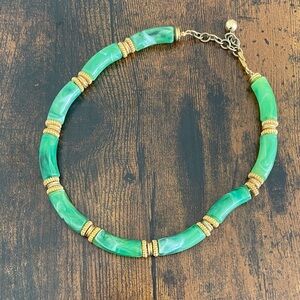 Faux jade gold tone vintage necklace
